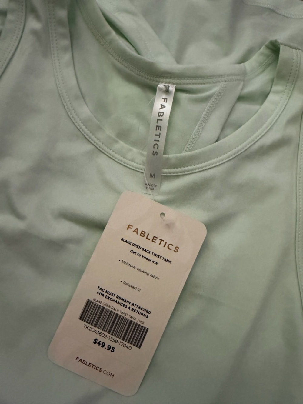 Fabletics Mint Green Performance Tank - Picture 3 of 3